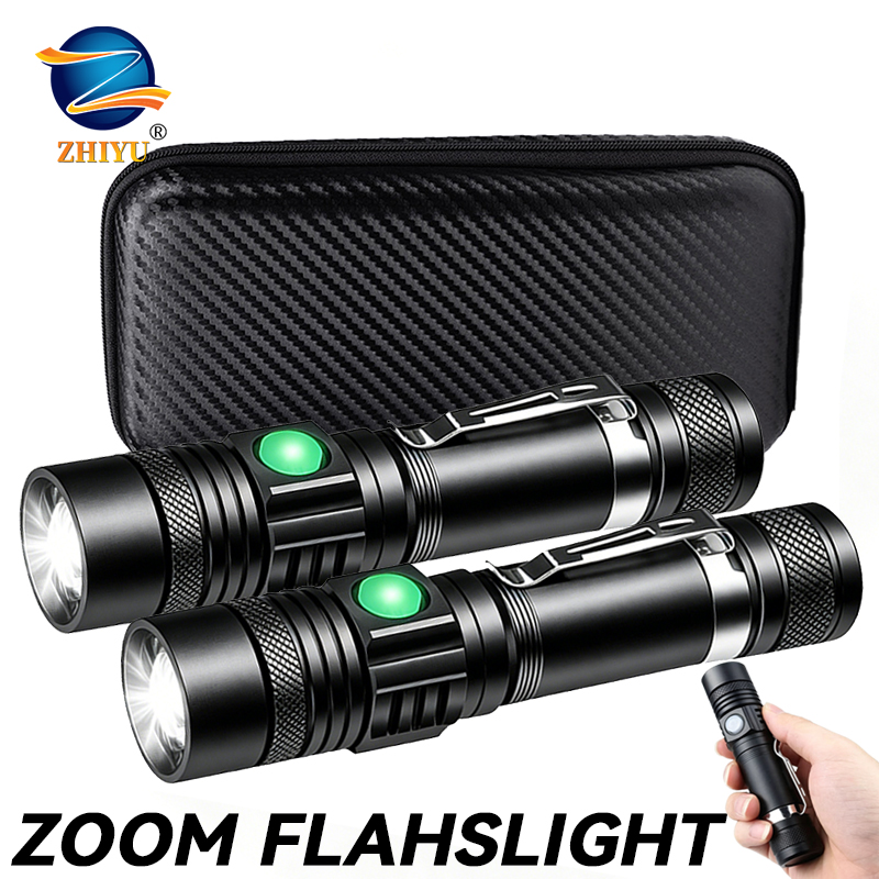 Outdoor Lighting Black - مصباح يدوي LED قابل لإعادة الشحن