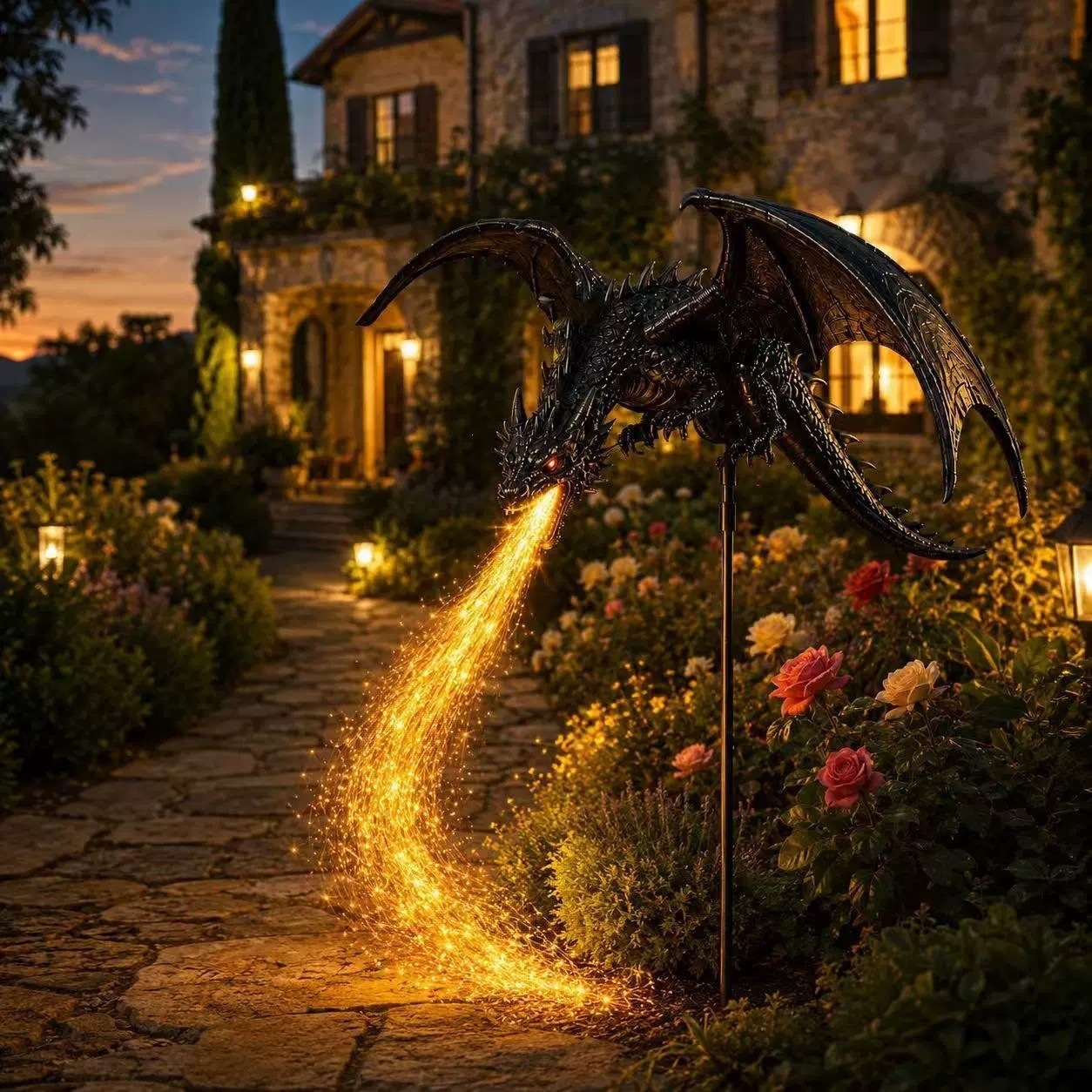 ضوء حديقة شمسية على شكل تنين،  - مراجعة Outdoor Lighting Pathway وسعره