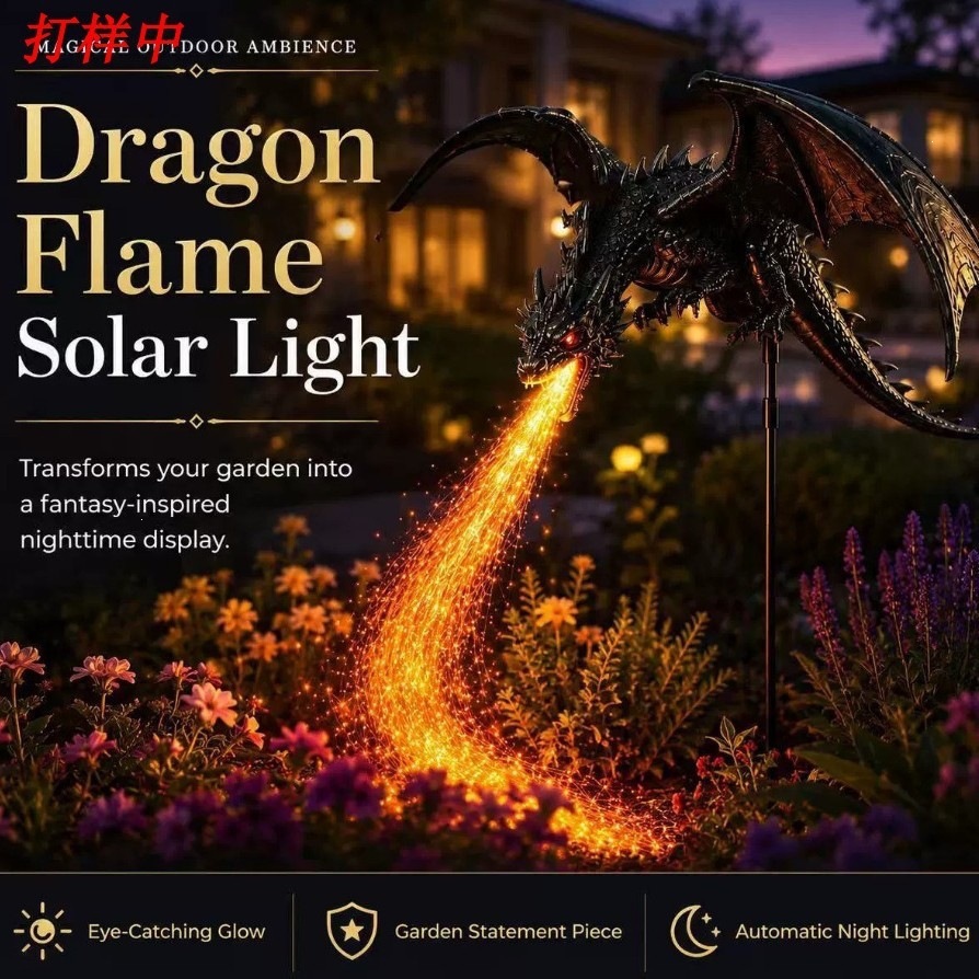 ضوء حديقة شمسية على شكل تنين،  - مراجعة Outdoor Lighting Pathway وسعره