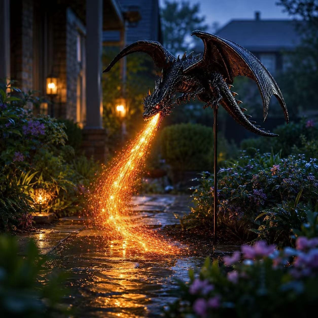 ضوء حديقة شمسية على شكل تنين،  - مراجعة Outdoor Lighting Pathway وسعره
