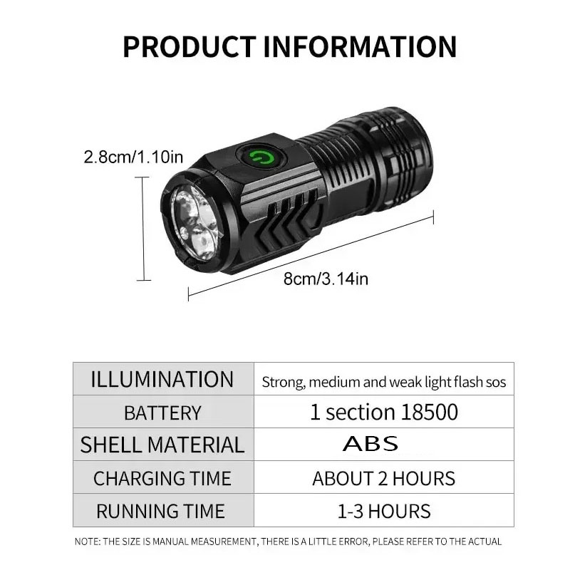 مصباح يدوي صغير 3LED مع مشبك ق - مراجعة Outdoor Lighting Black وسعره